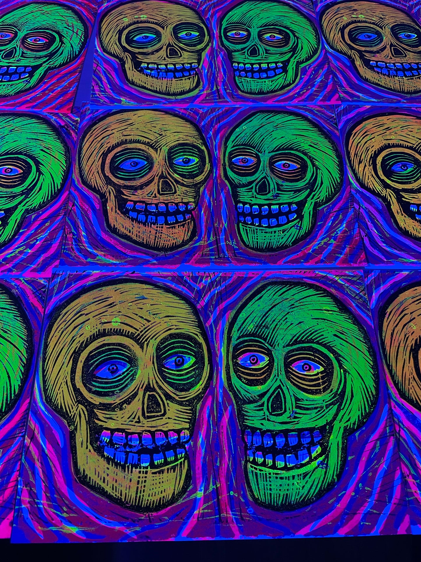 Lino Skulls editioned linocut