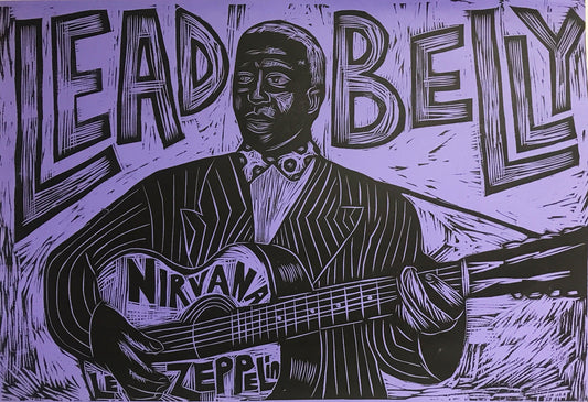 Leadbelly Handprinted Woodcut Print