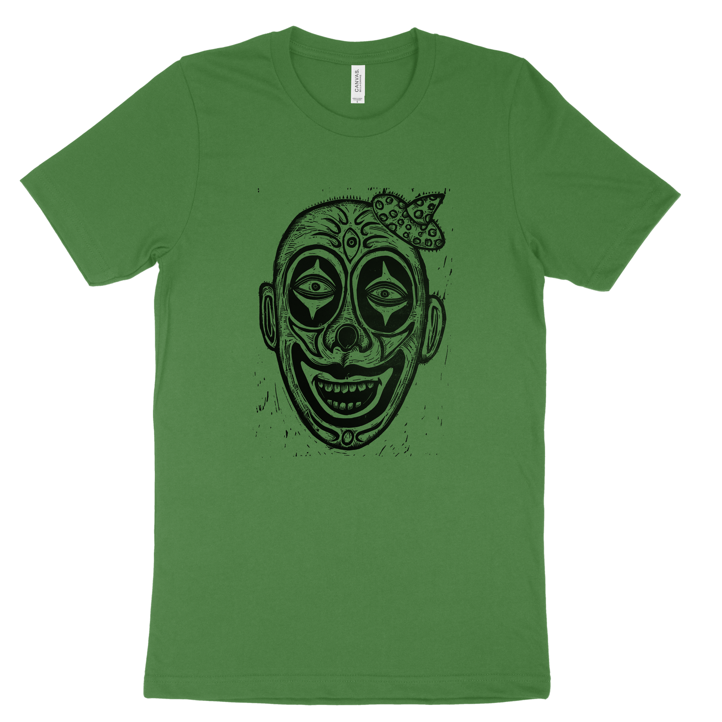 Clown Linocut Handprinted T-Shirt