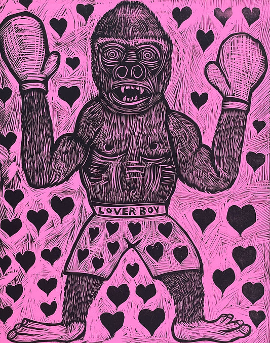 Loverboy Woodcut Handulled Print