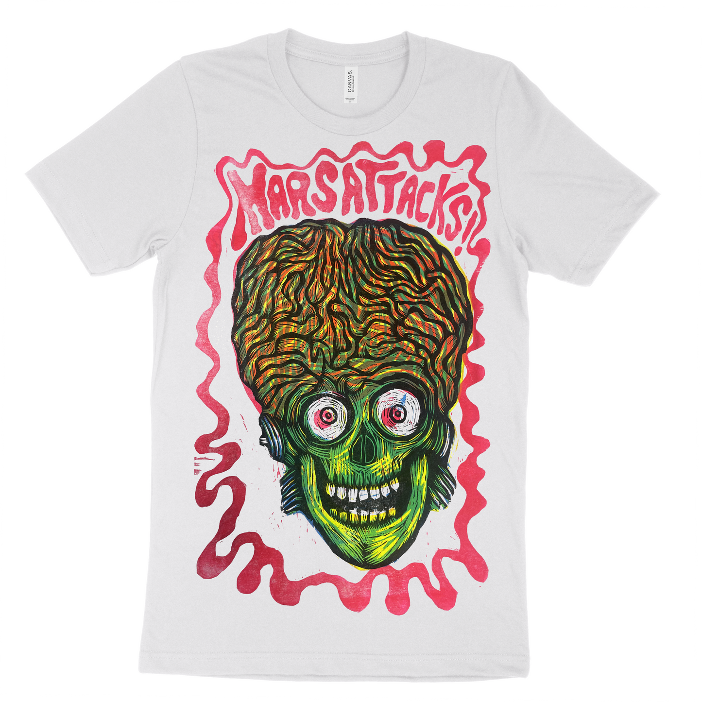 Mars Attacks (Splatter) Woodcut Handprinted T-Shirt
