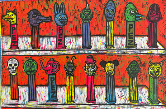 Pez Color Multi color Handpulled Woodcut Print