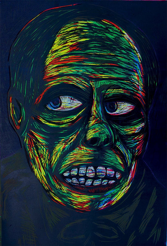 Phantom of the Opera Color Woodcut Handprinted Print