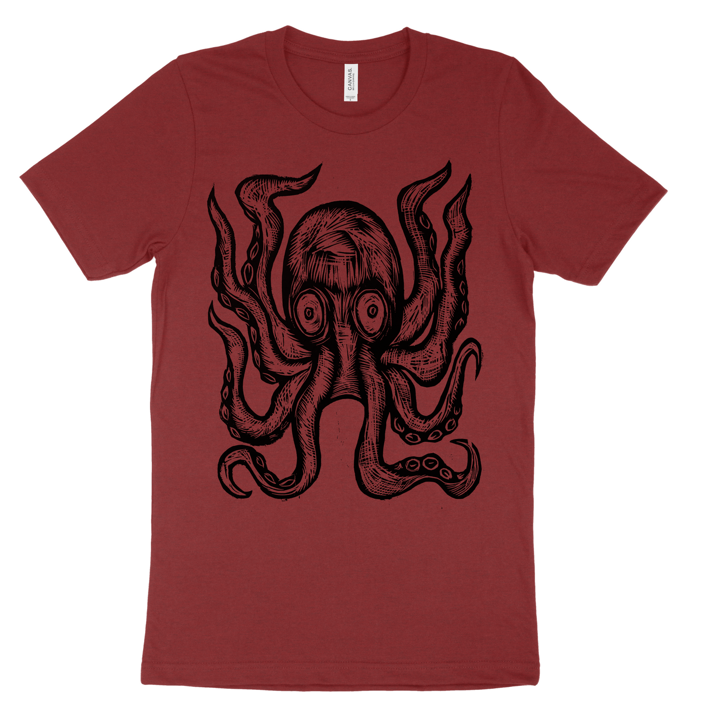 Octopus Woodcut Handprinted T-Shirt
