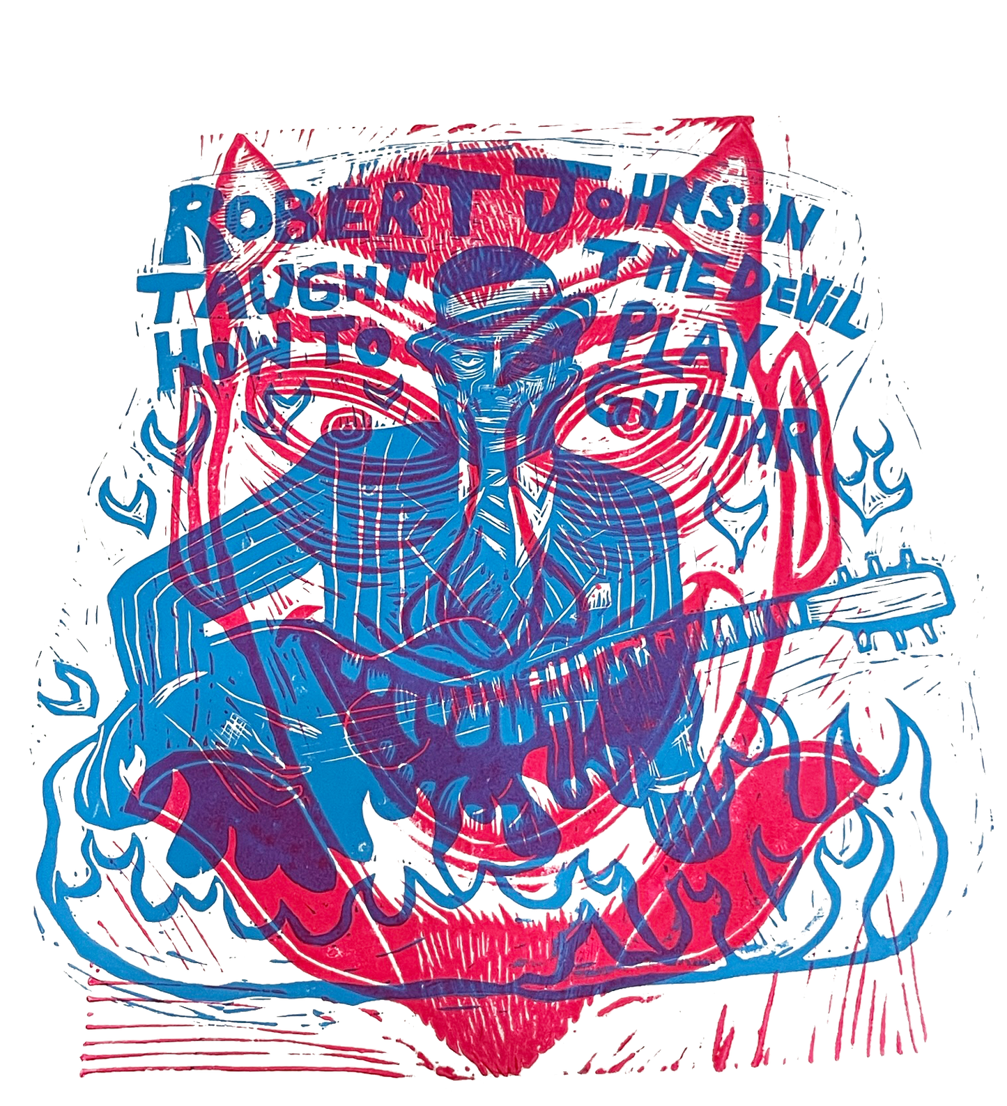 Robert Johnson and the Devil Linocut Printed T-shirt