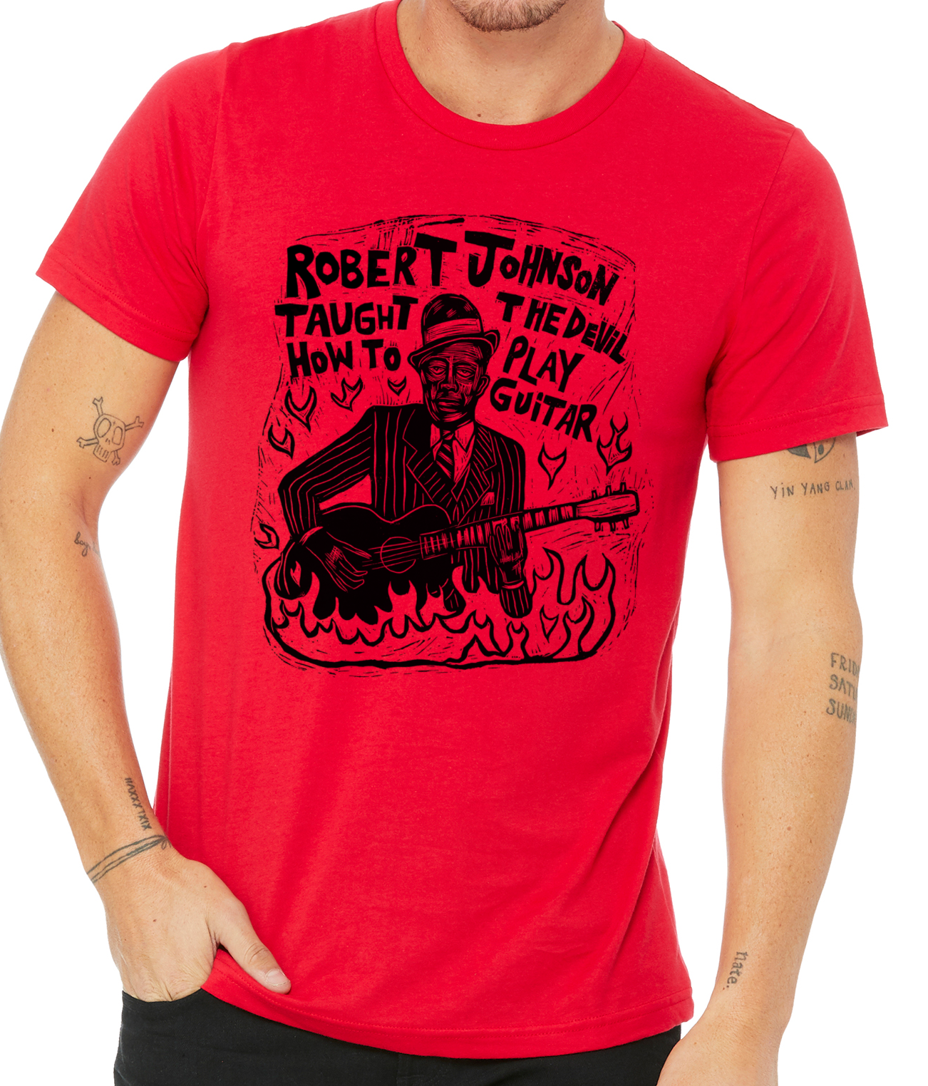 Robert Johnson Woodcut Handprinted T-Shirt