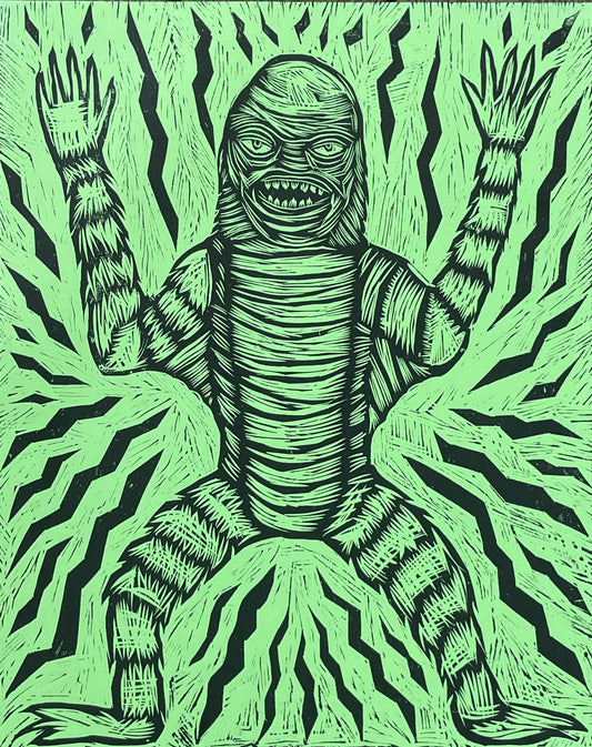 Creature Woodcut Handpulled Print