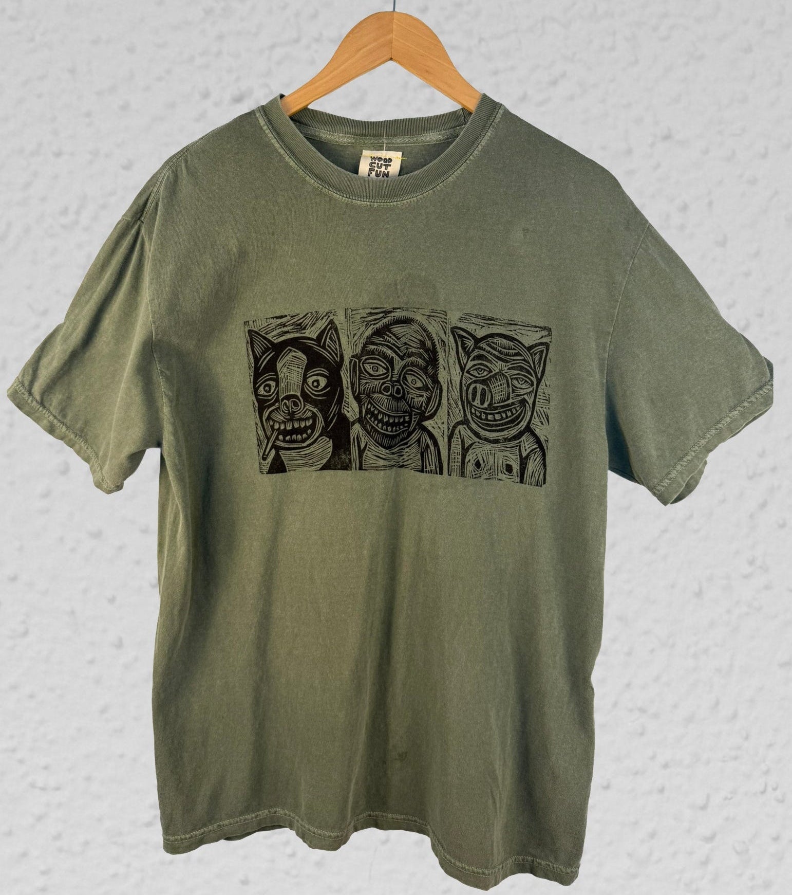Animal Trio Woodblock Handprinted T-Shirt