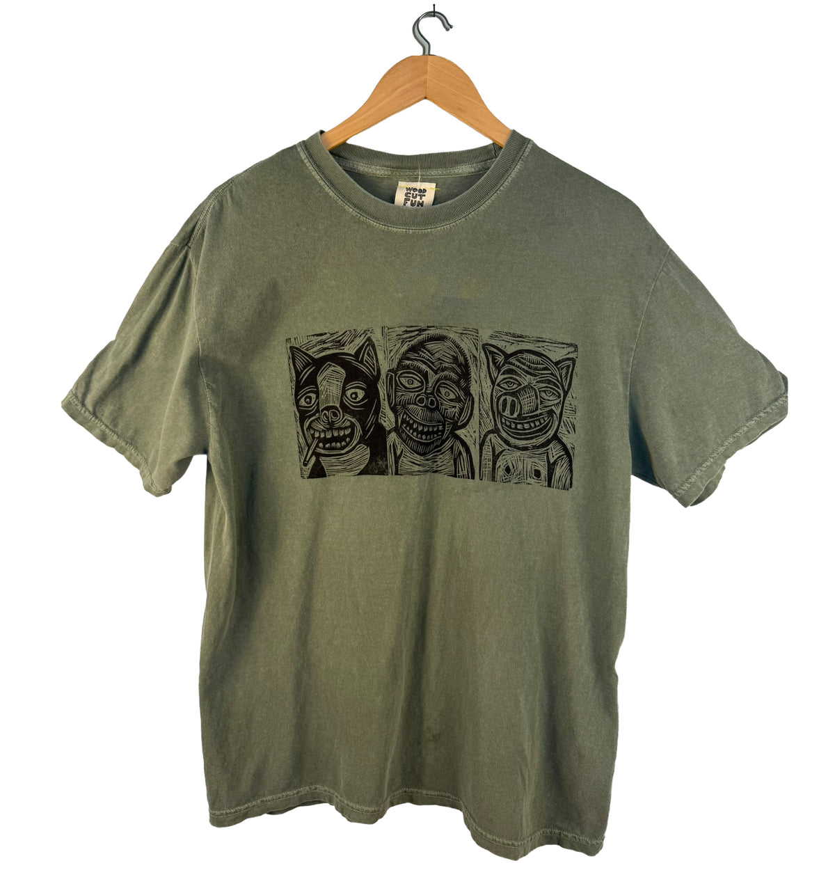 Animal Trio Woodblock Handprinted T-Shirt