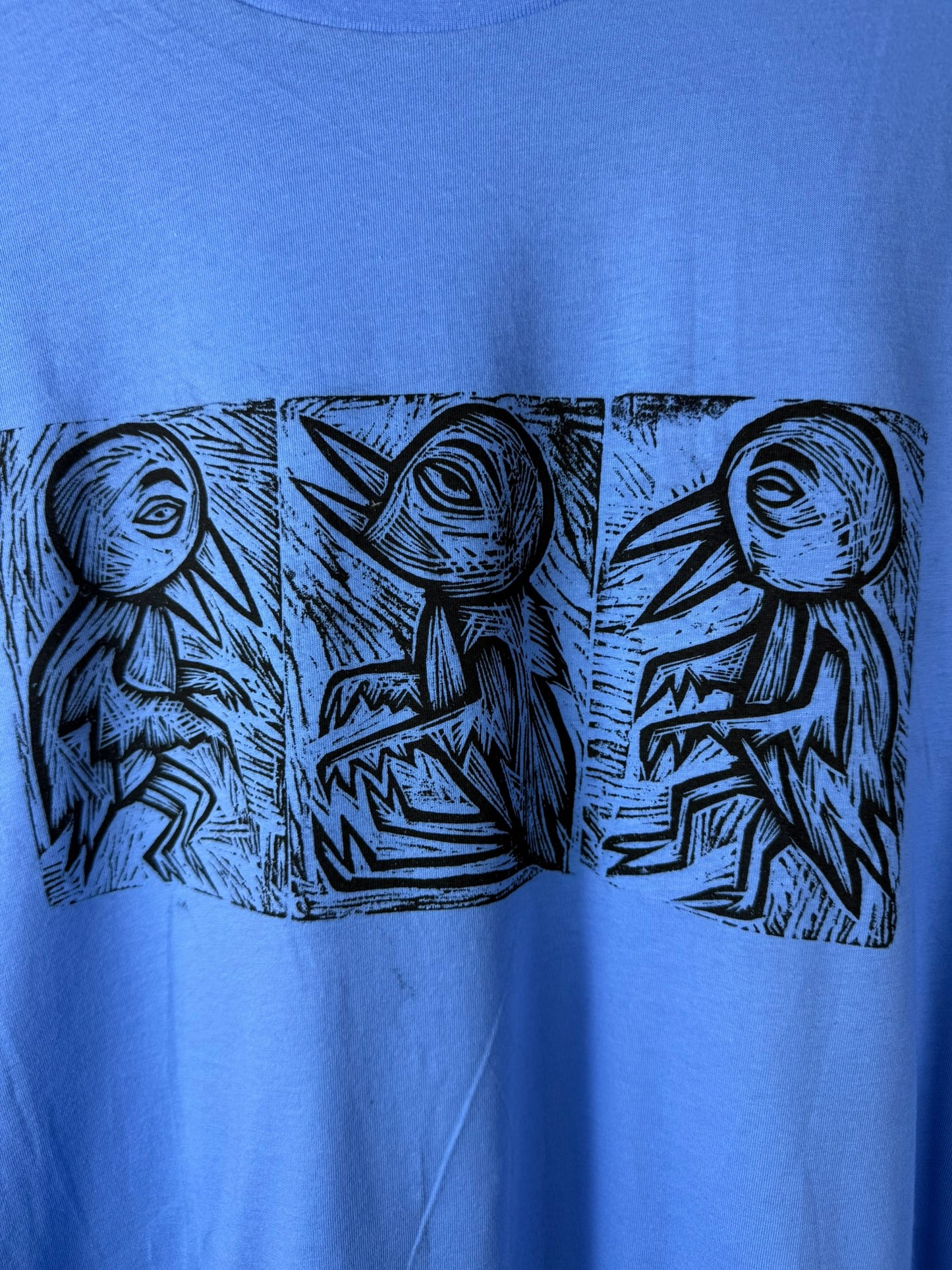 3 Birds Long Sleeve Woodblock Handprinted T-Shirt