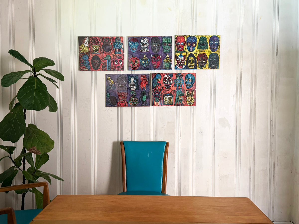 Crazy 8's Editioned Multiblock Color Woodcut Print (Pack C)