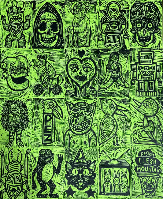 Destroy Flesh Mountain Woodcut  Handpulled Editioned Print of the Week