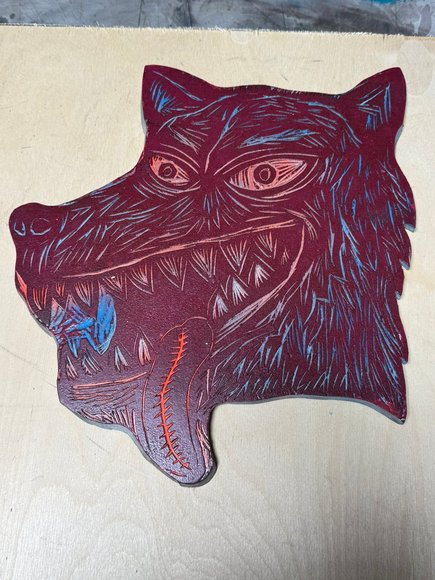Dog Head Woodcut Handprinted T-Shirt