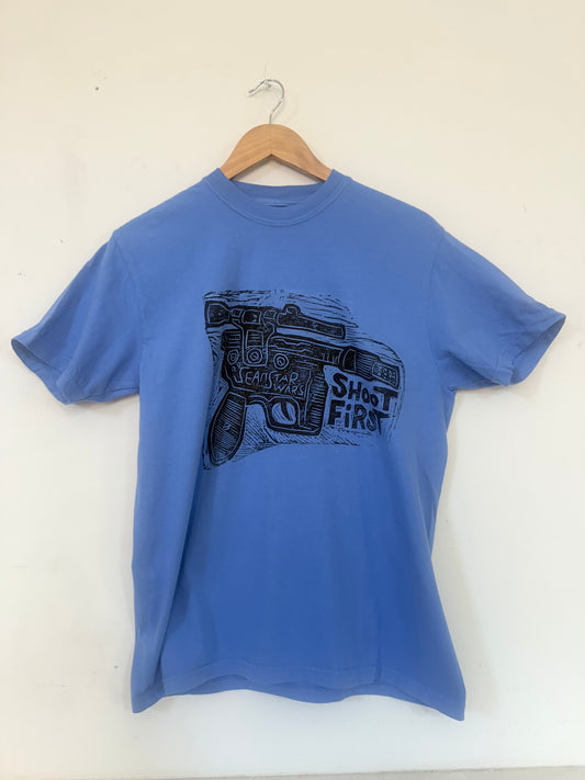 Shoot First! Woodcut Handprinted T-Shirt