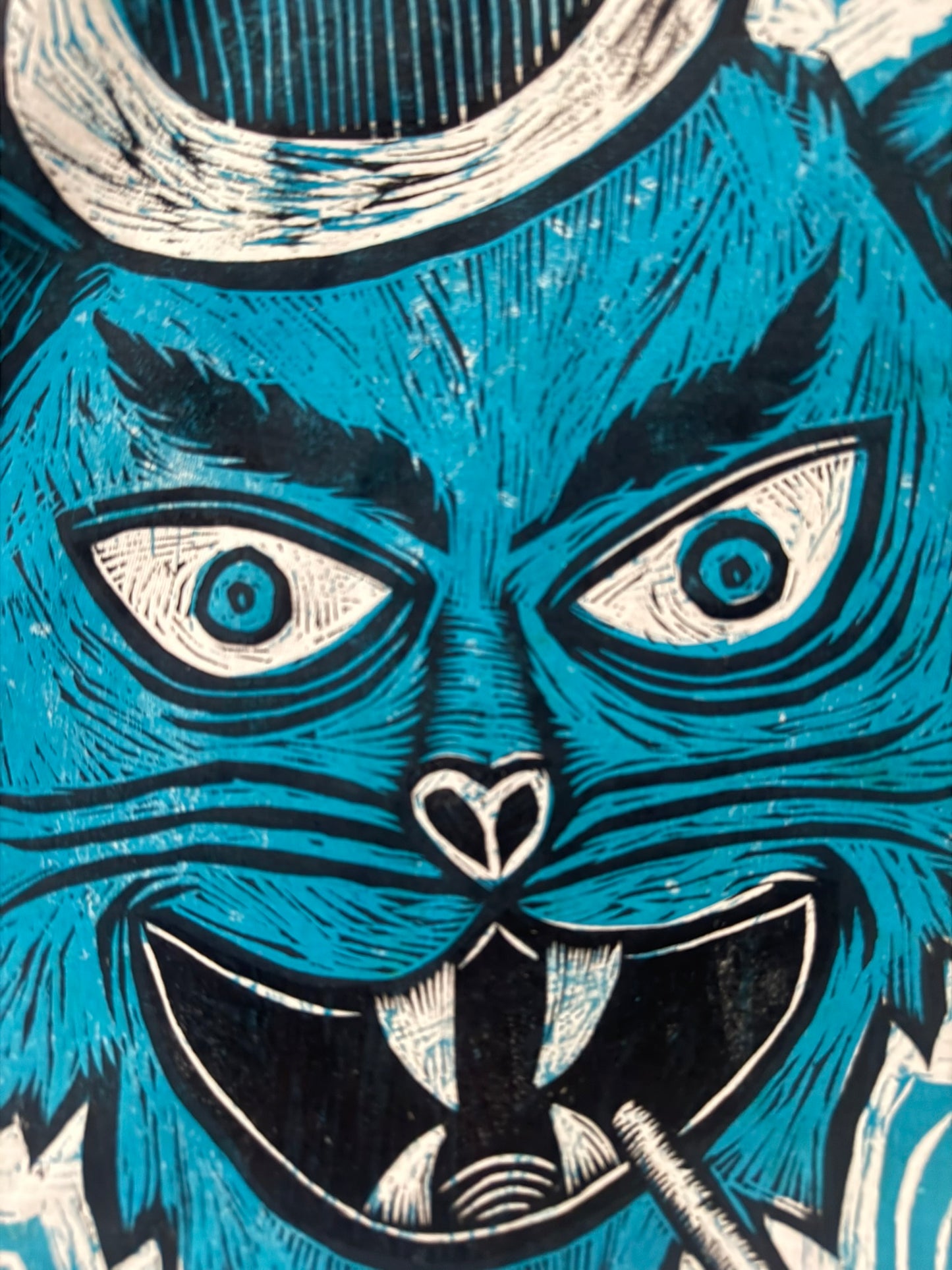 Tuff Kat Woodcut Handprinted T-Shirt