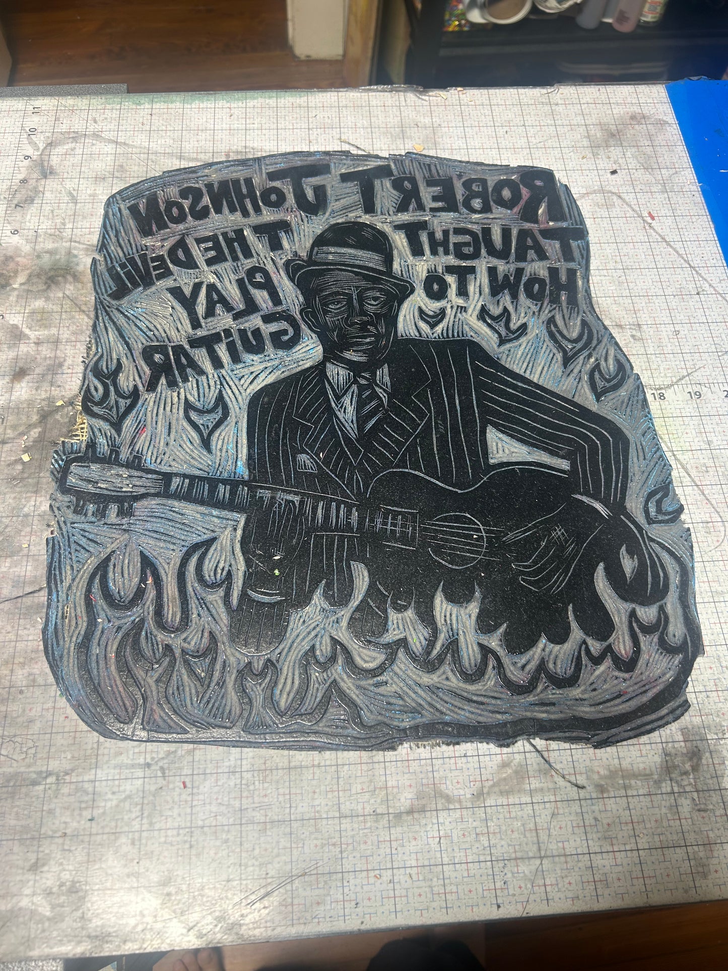 Robert Johnson Linocut Handprinted T-Shirt