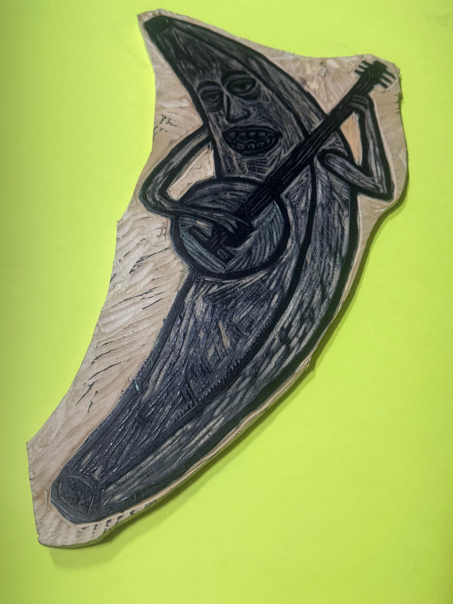 Banjo Banana Woodcut Handprinted T-Shirt