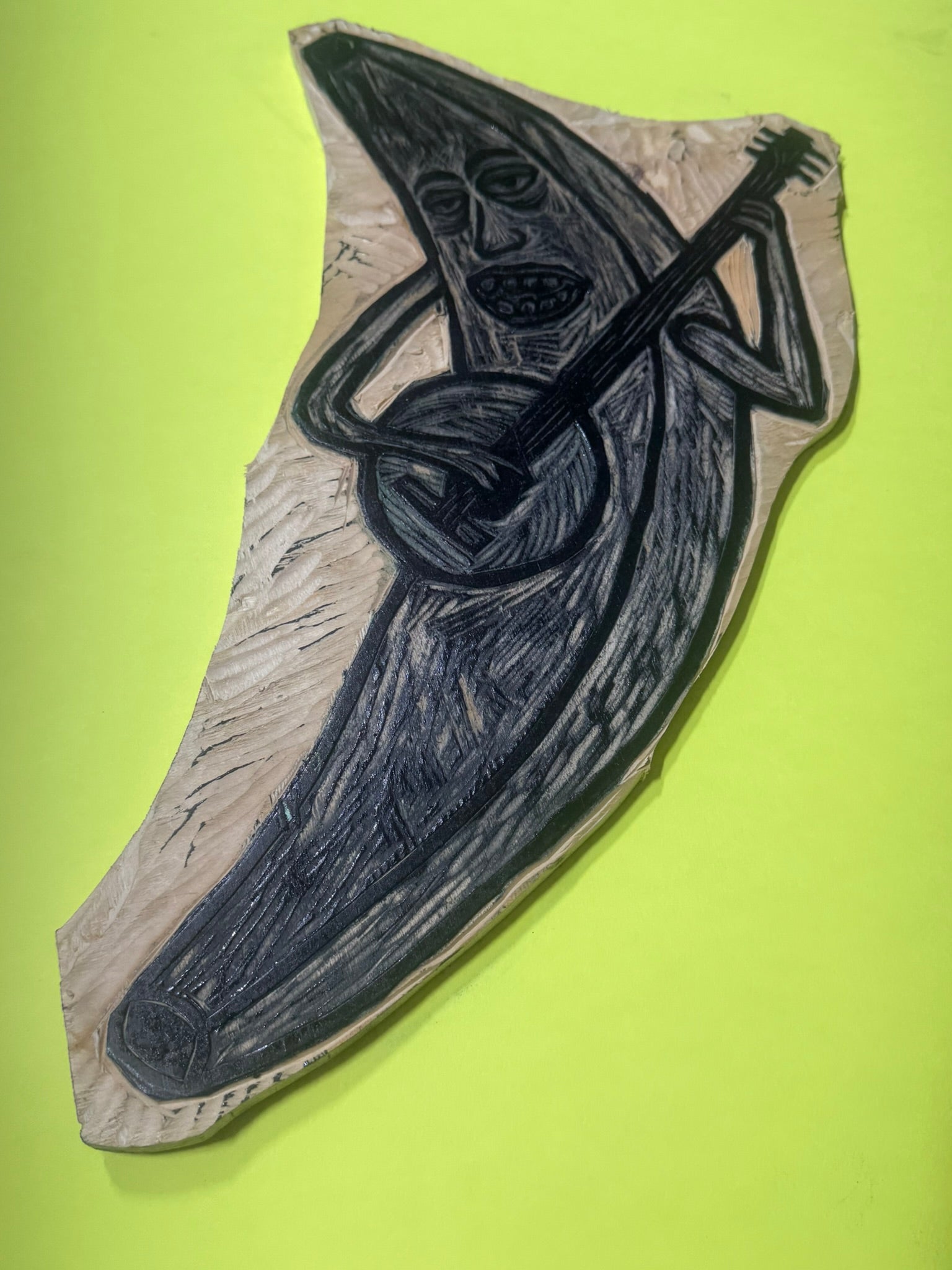 Banjo Banana Woodcut Handprinted T-Shirt