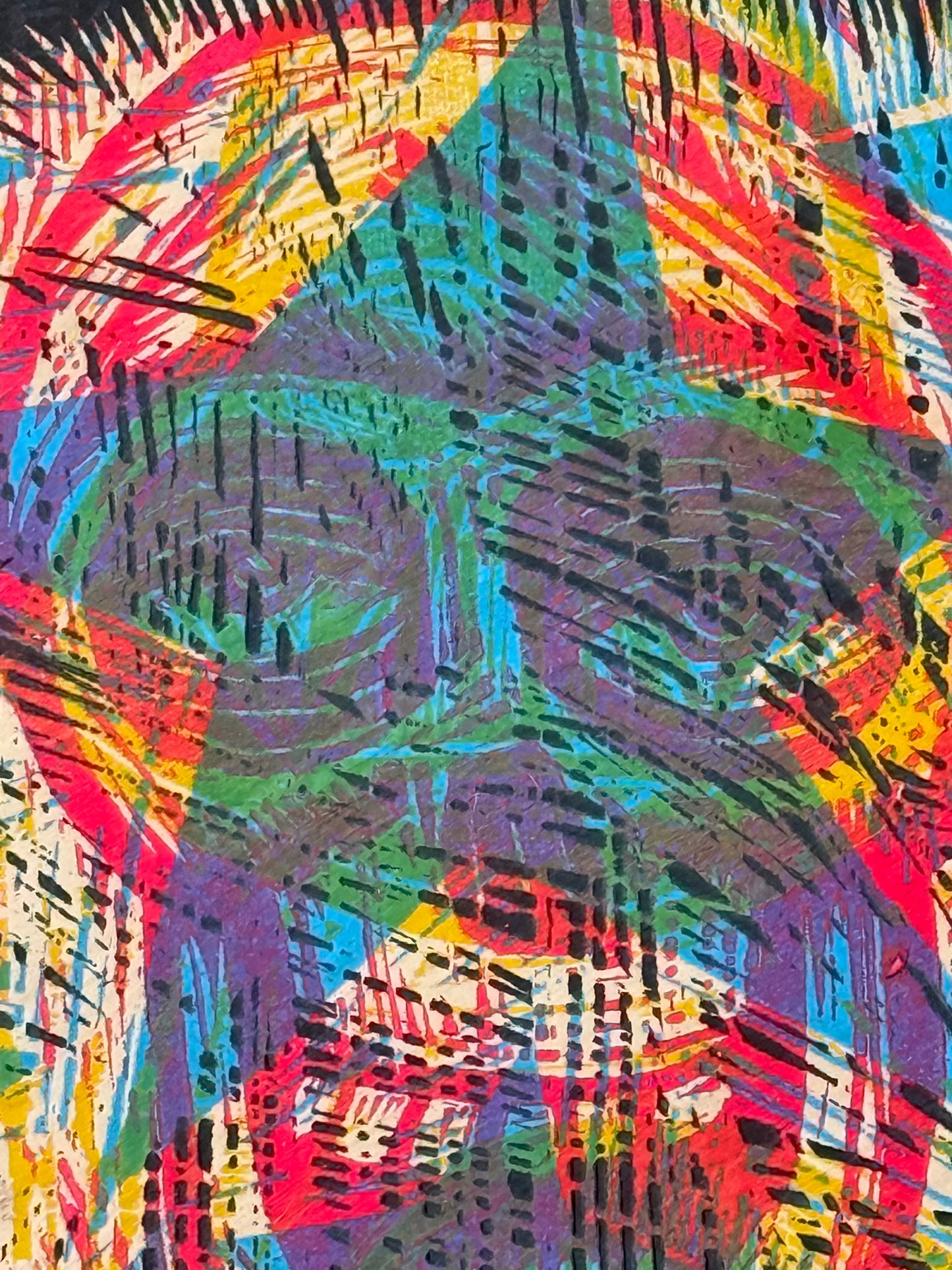 Big Radiant Skull Woodcut handprinted on Wooden Panel 20" x 30"