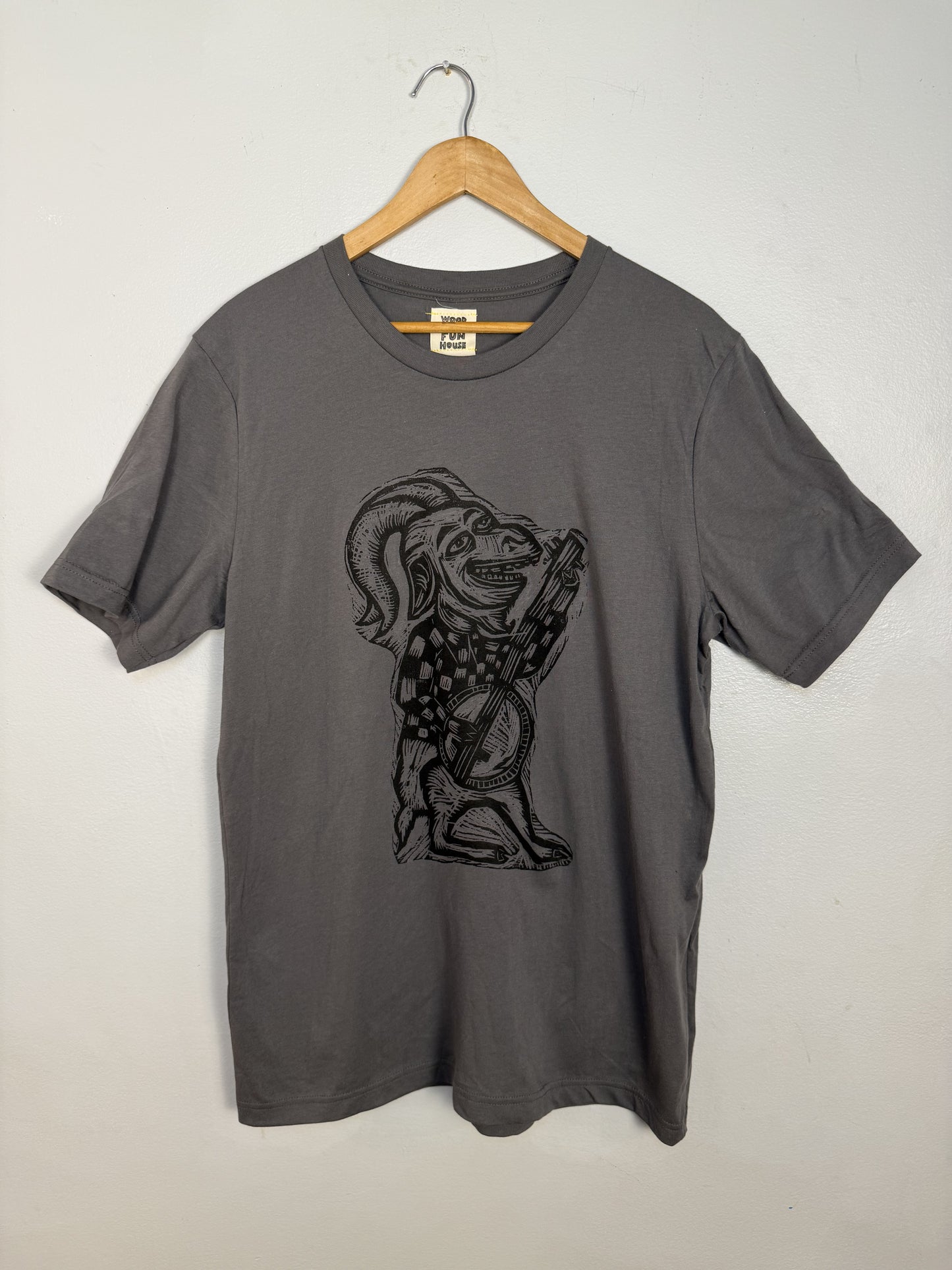 Banjo Goat Woodcut Handprinted T-Shirt