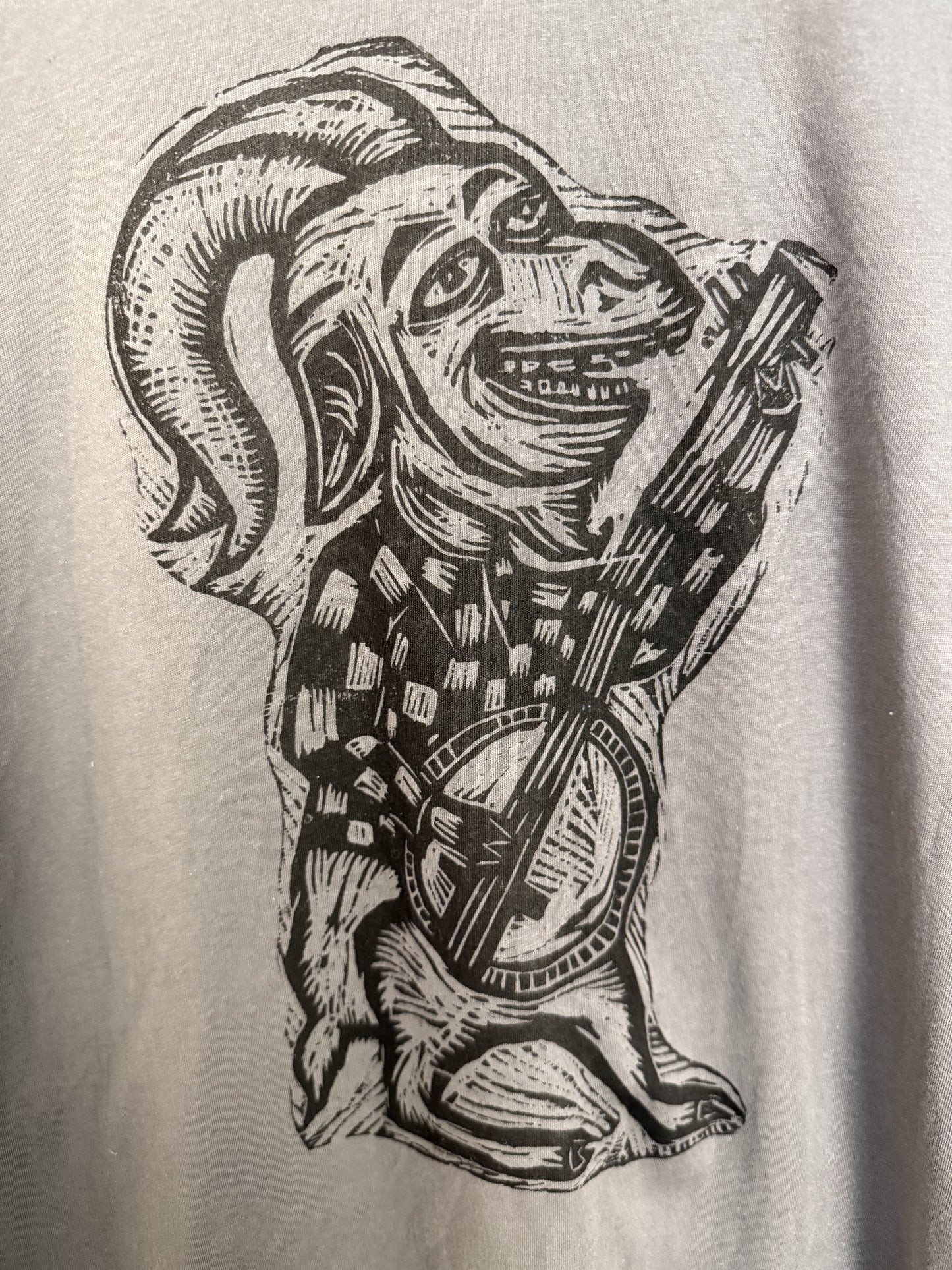 Banjo Goat Woodcut Handprinted T-Shirt