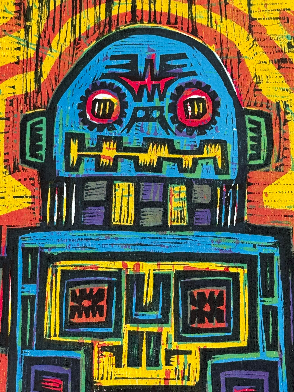 Astrono Robot  Woodcut Print