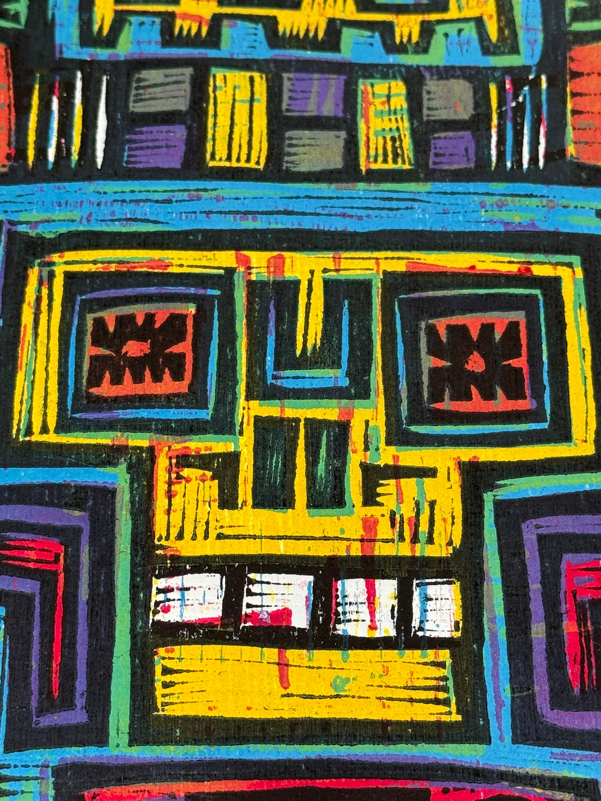Astrono Robot  Woodcut Print