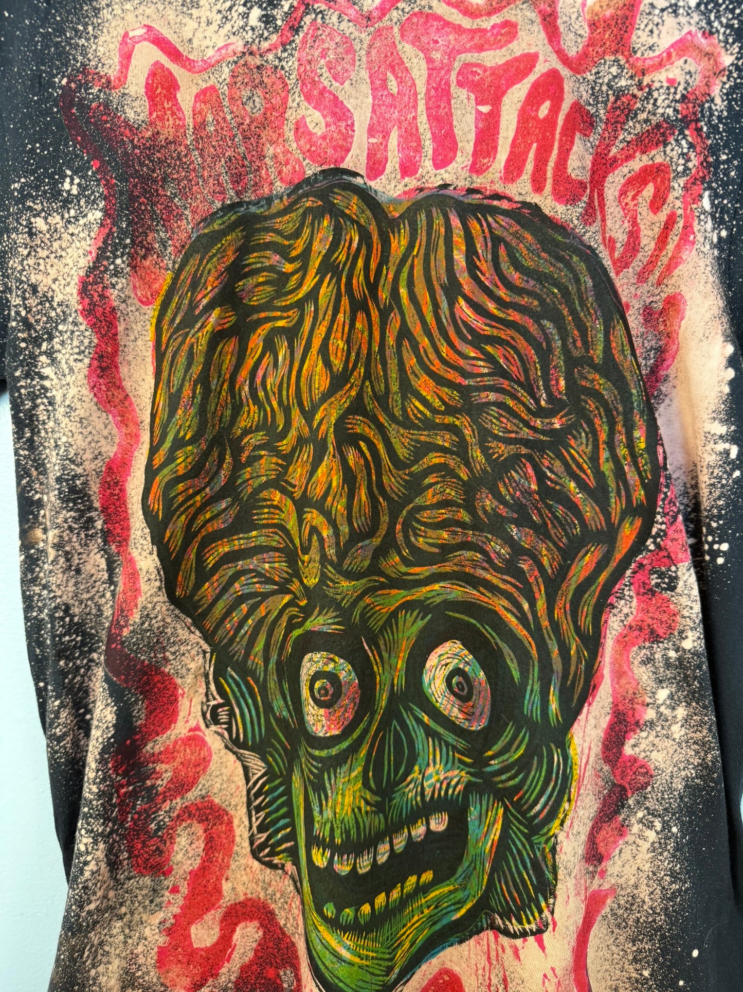 Mars Attacks (Splatter) Woodcut Handprinted T-Shirt