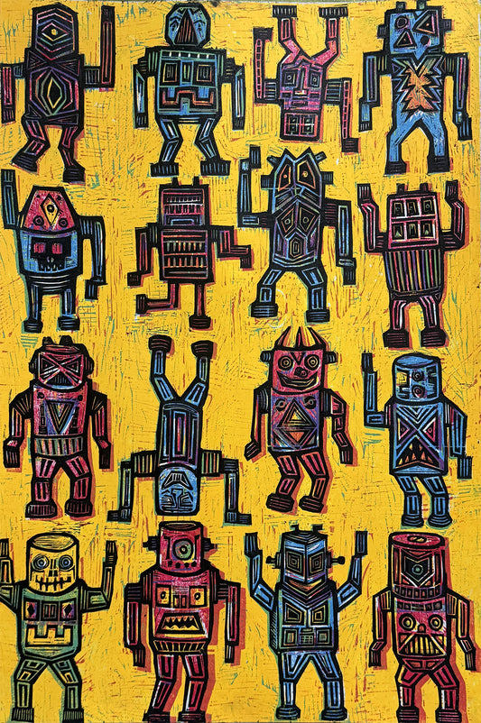 Robots Woodcut