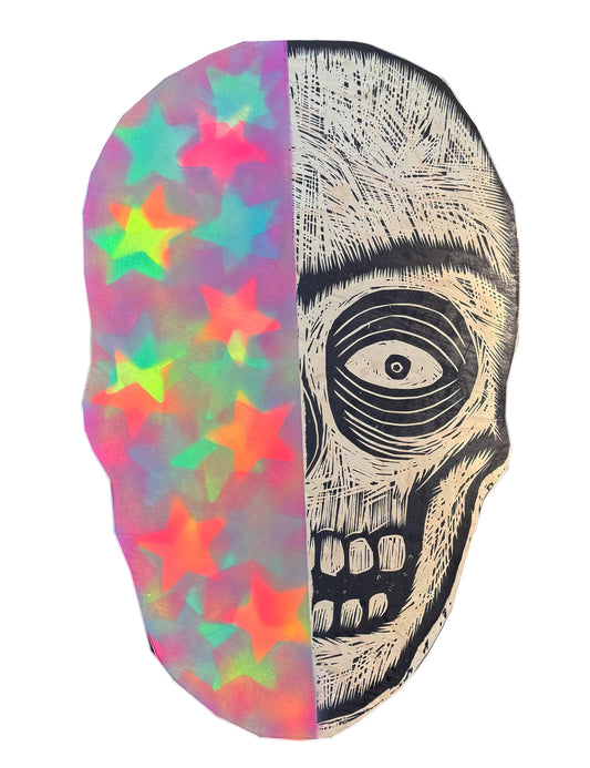 Radiant Skull Half Spray Painted Wooden Panel 20" x 30"