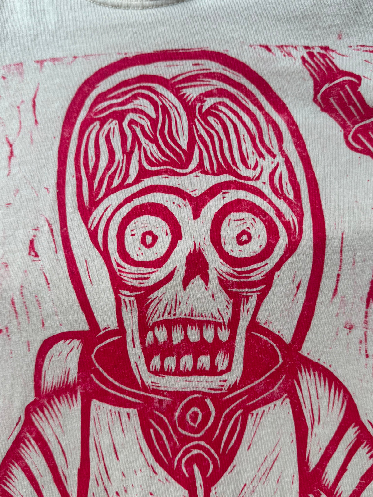 Ack! Ack! Ack!  Woodcut Handprinted T-Shirt