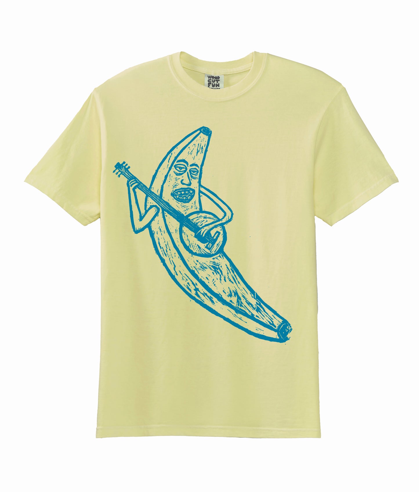 Banjo Banana Woodcut Handprinted T-Shirt