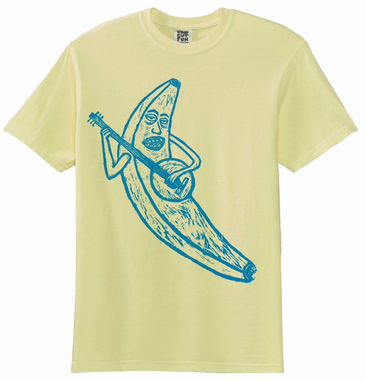 Banjo Banana Woodcut Handprinted T-Shirt