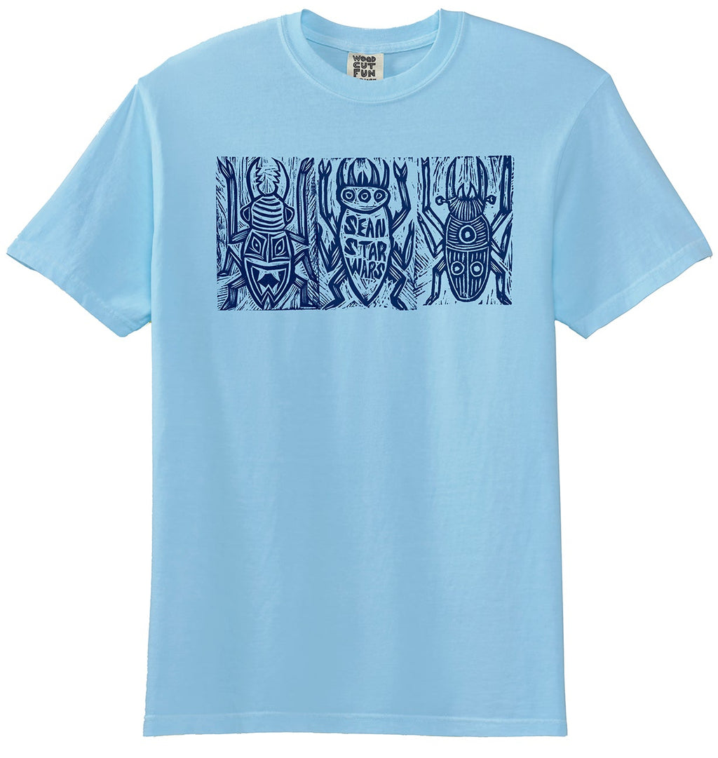Beetle Trio Woodblock Handprinted T-Shirt