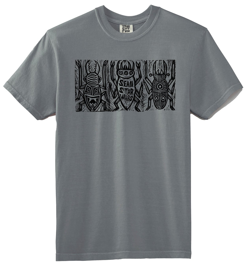 Beetle Trio Woodblock Handprinted T-Shirt
