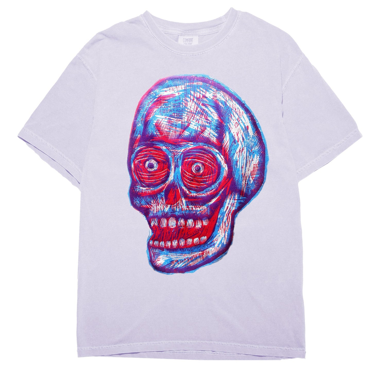 Skull 23 "Cool Burn” Woodcut Handprinted T-Shirt