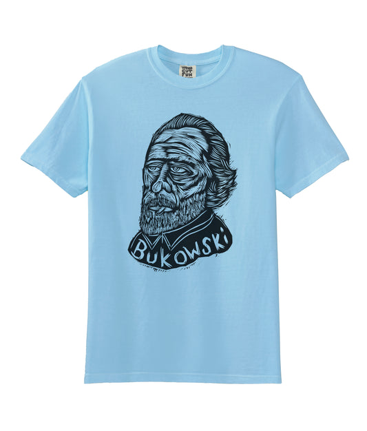 Charles Bukowski Woodcut Handprinted T-Shirt