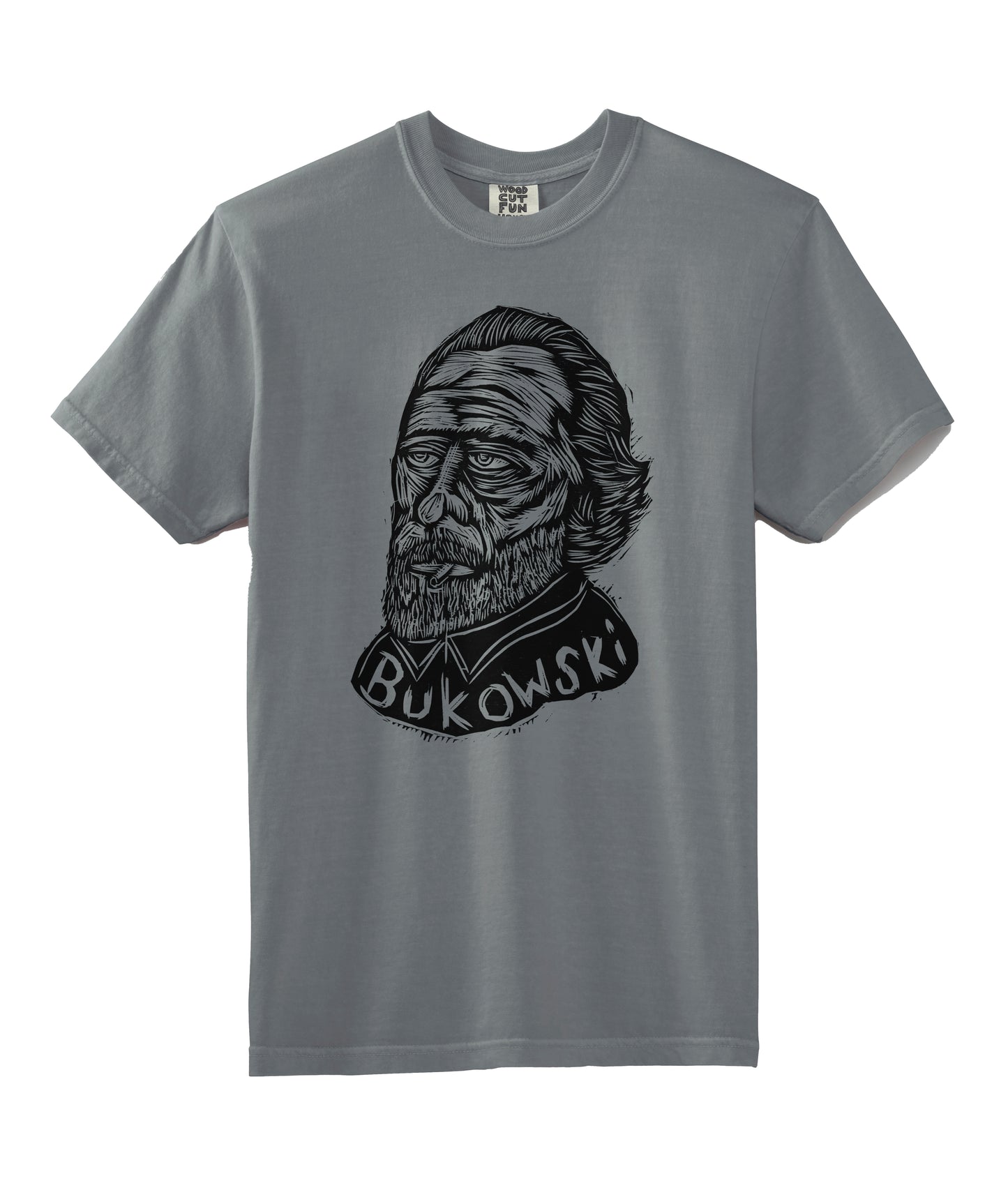 Charles Bukowski Woodcut Handprinted T-Shirt