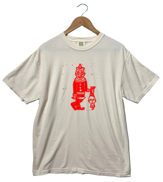 Clown Therapy Woodcut Handprinted T-Shirt