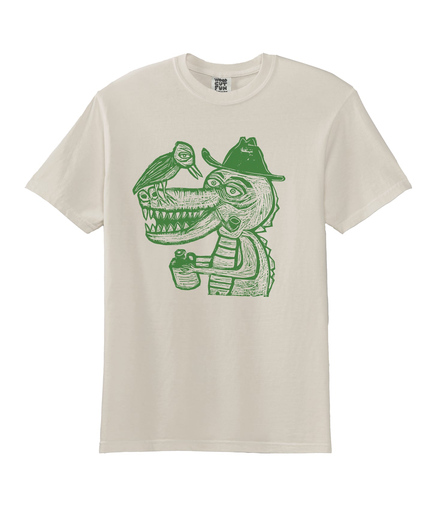 Country Croc Woodcut Handprinted T-Shirt