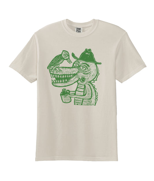 Country Croc Woodcut Handprinted T-Shirt