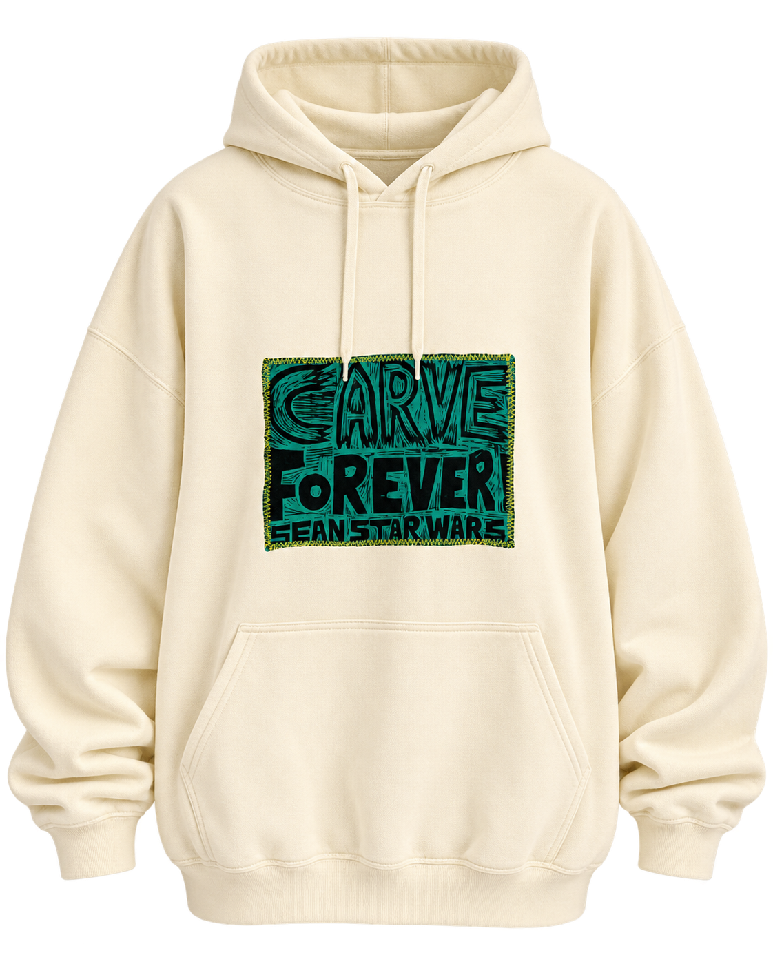 Skate Creature  Hoody with Handprinted Woodcut appliques