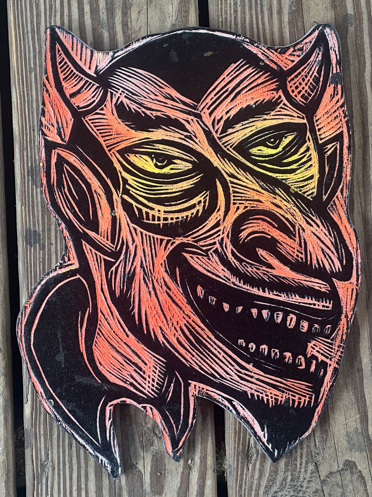 Devil Head Woodblock Handprinted T-Shirt