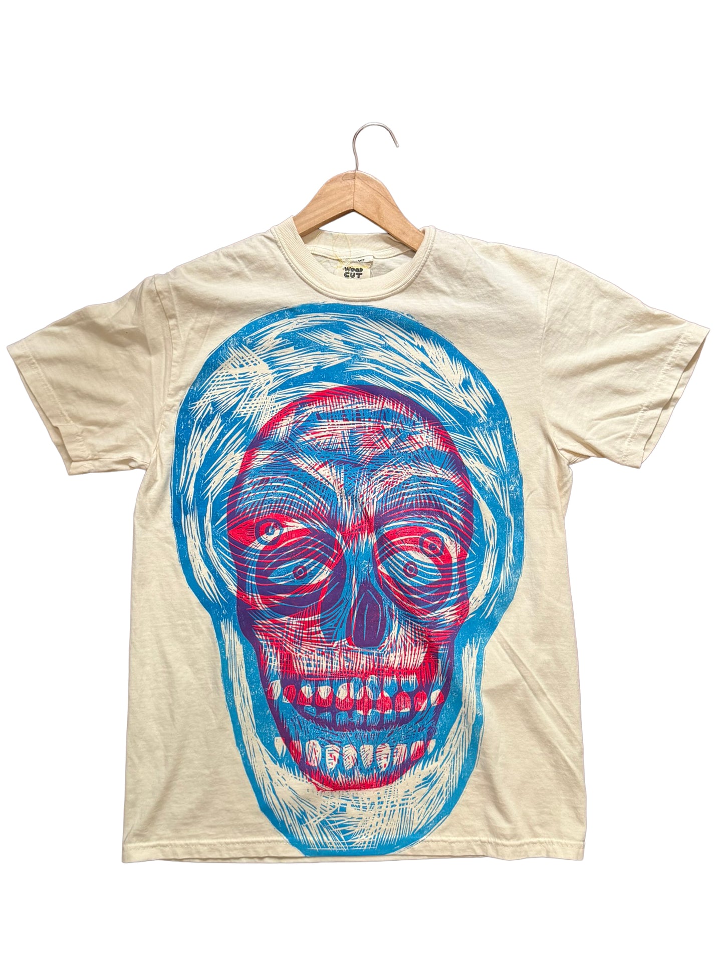 Double Skulls Woodcut Handprinted T-Shirt