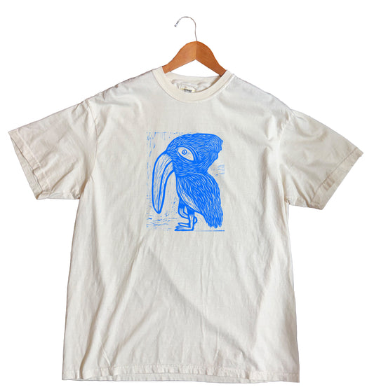 Droopy Bird Woodcut Handprinted T-Shirt