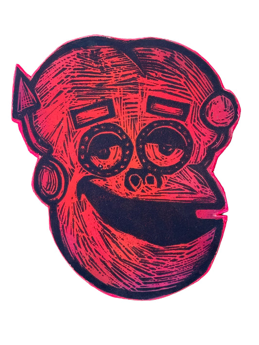 Frankenberry Woodcut handprinted on Wooden Panel