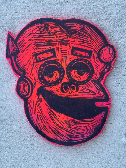 Frankenberry Woodcut handprinted on Wooden Panel