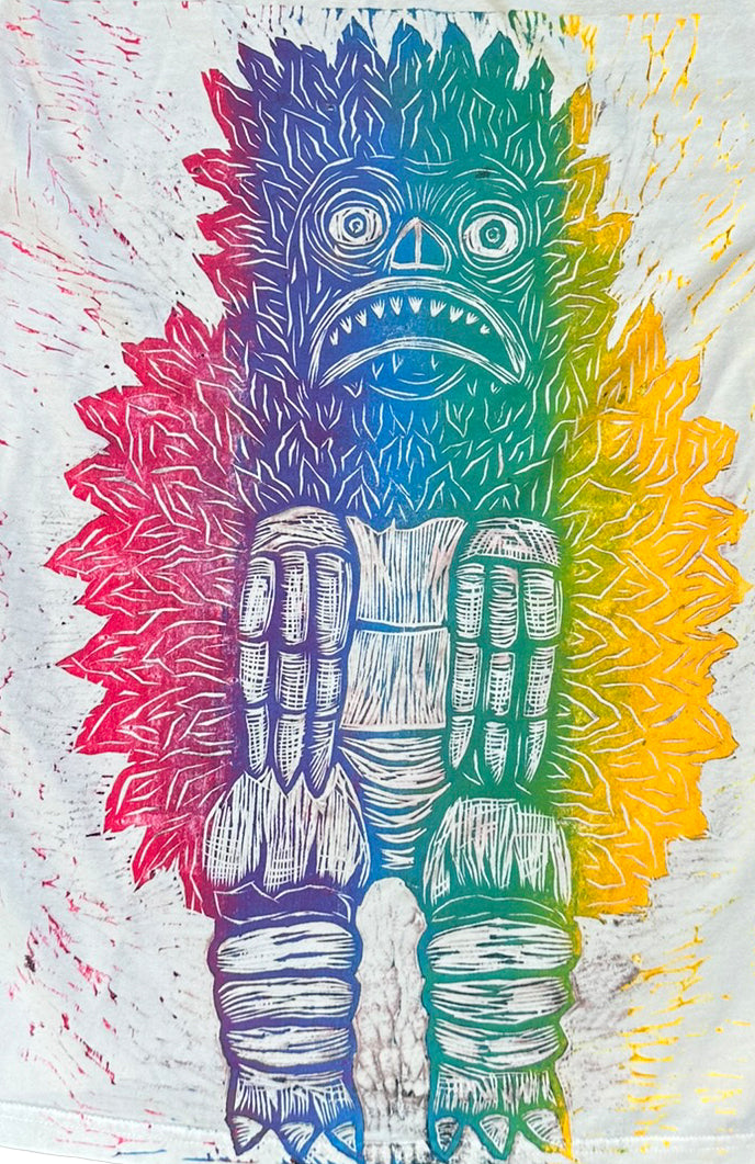 Colorwave Garamon Woodcut Handprinted T-Shirt