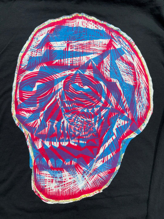 Gator Swirl Skull Appliqued Woodcut Handprinted T-Shirt
