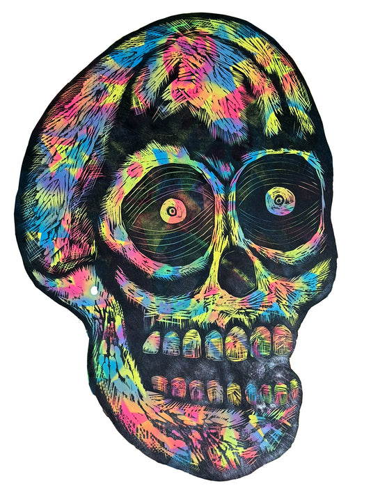 Giant  Skull Woodcut  on Wooden Panel 36" x 48"